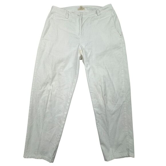 Eileen Fisher Chino Pants Womens 6 Petite White Cotton Slash Pocket Tapered Leg - Picture 1 of 9